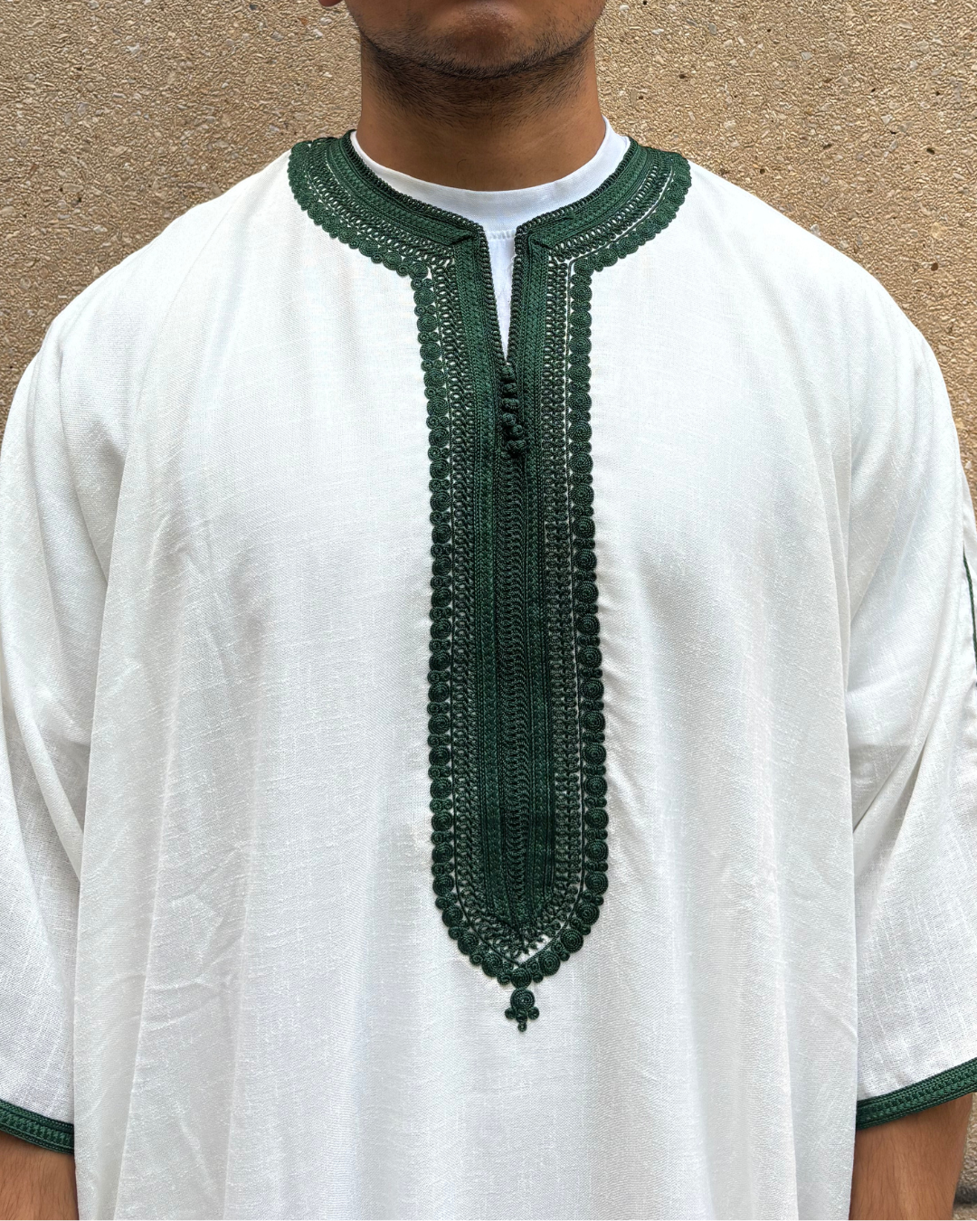 Everyday White & Green Thobe