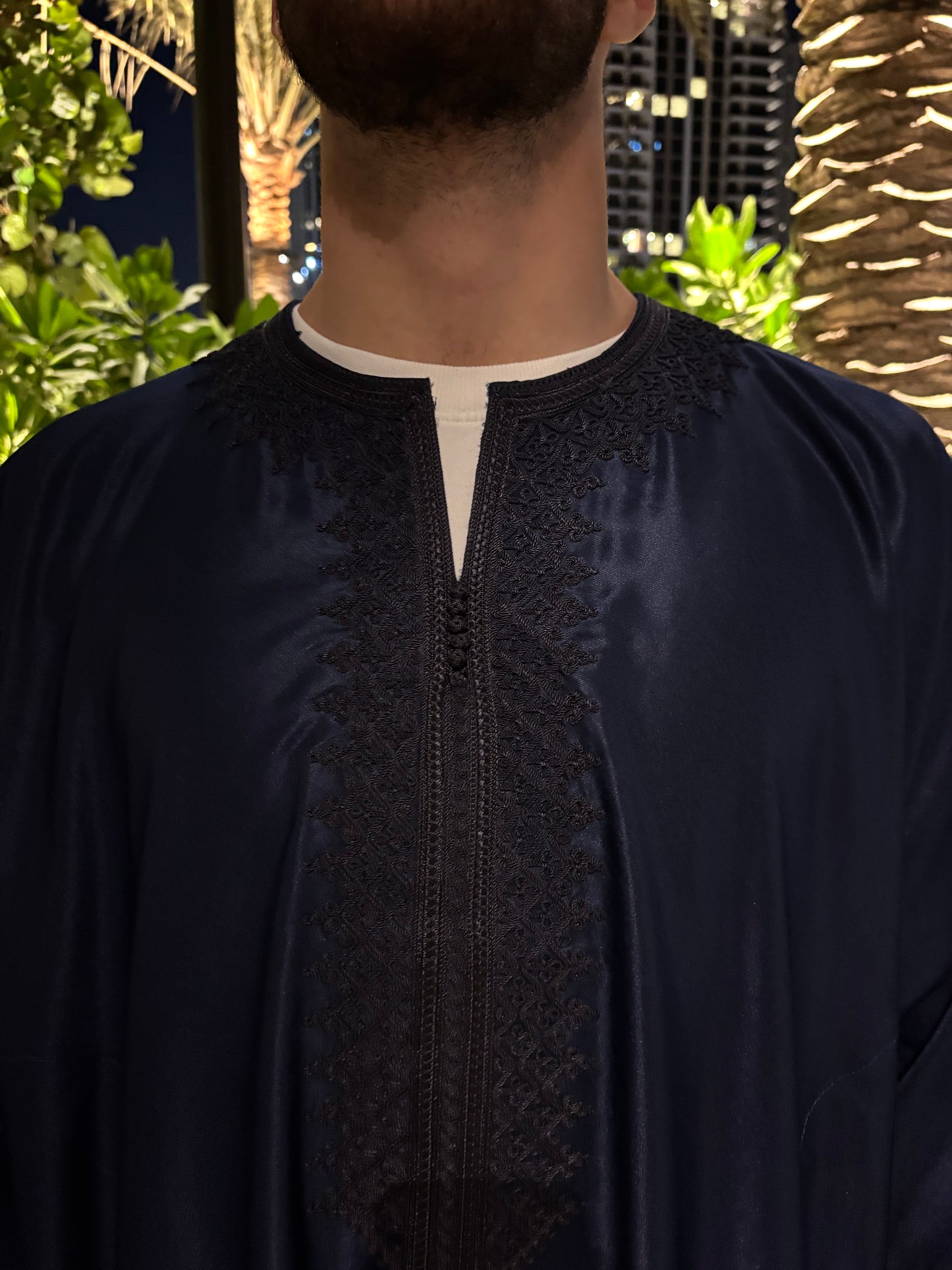 V2. Navy Blue Moroccan Thobe