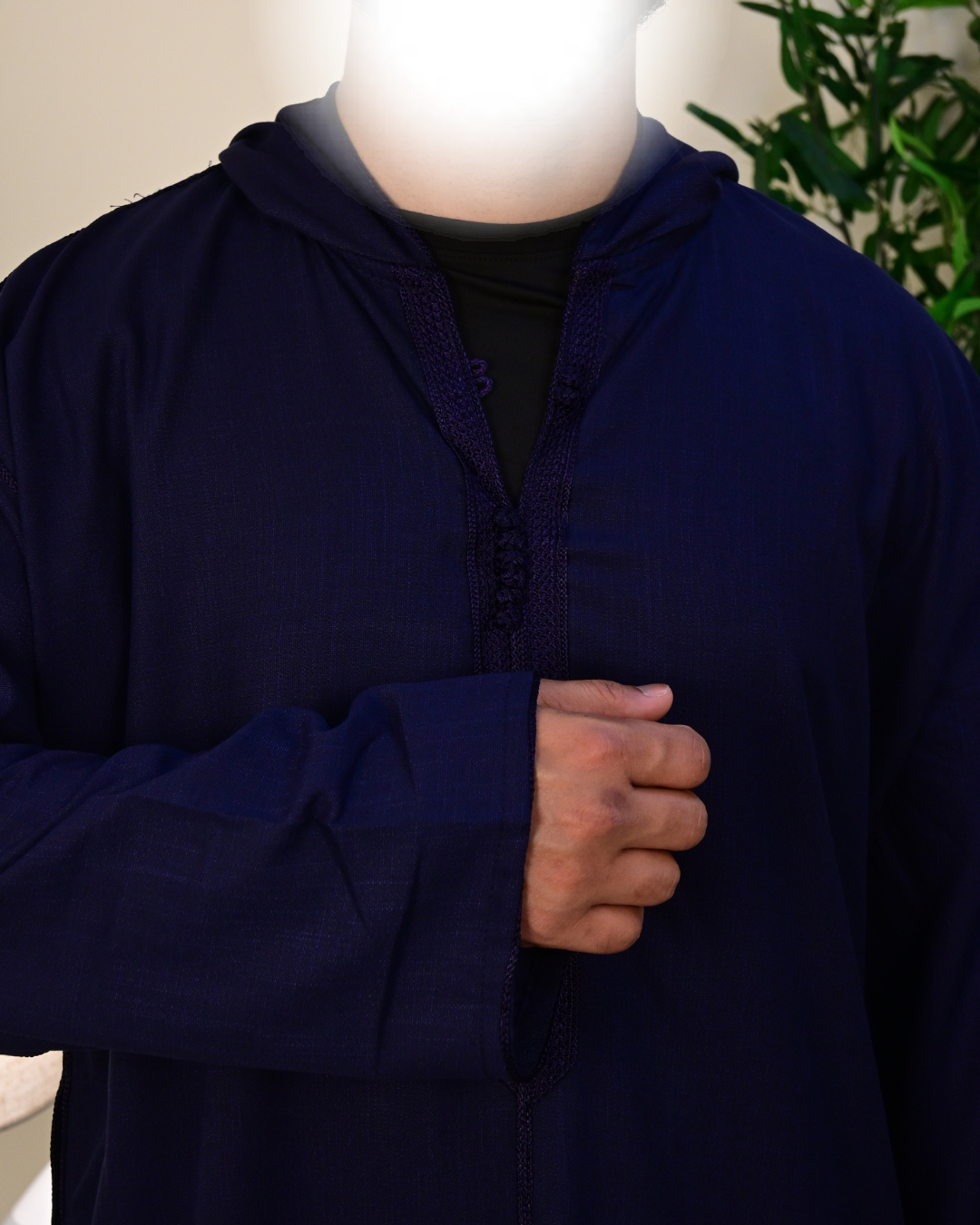 Dark Blue Hooded Moroccan Thobe