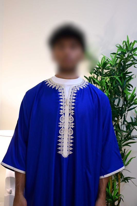 V5. Blue & Cream Moroccan Thobe