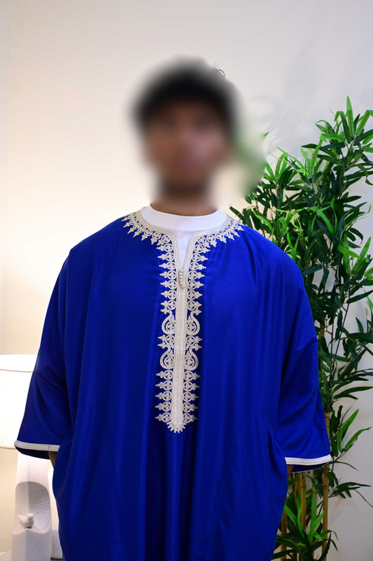 V5. Blue & Cream Moroccan Thobe