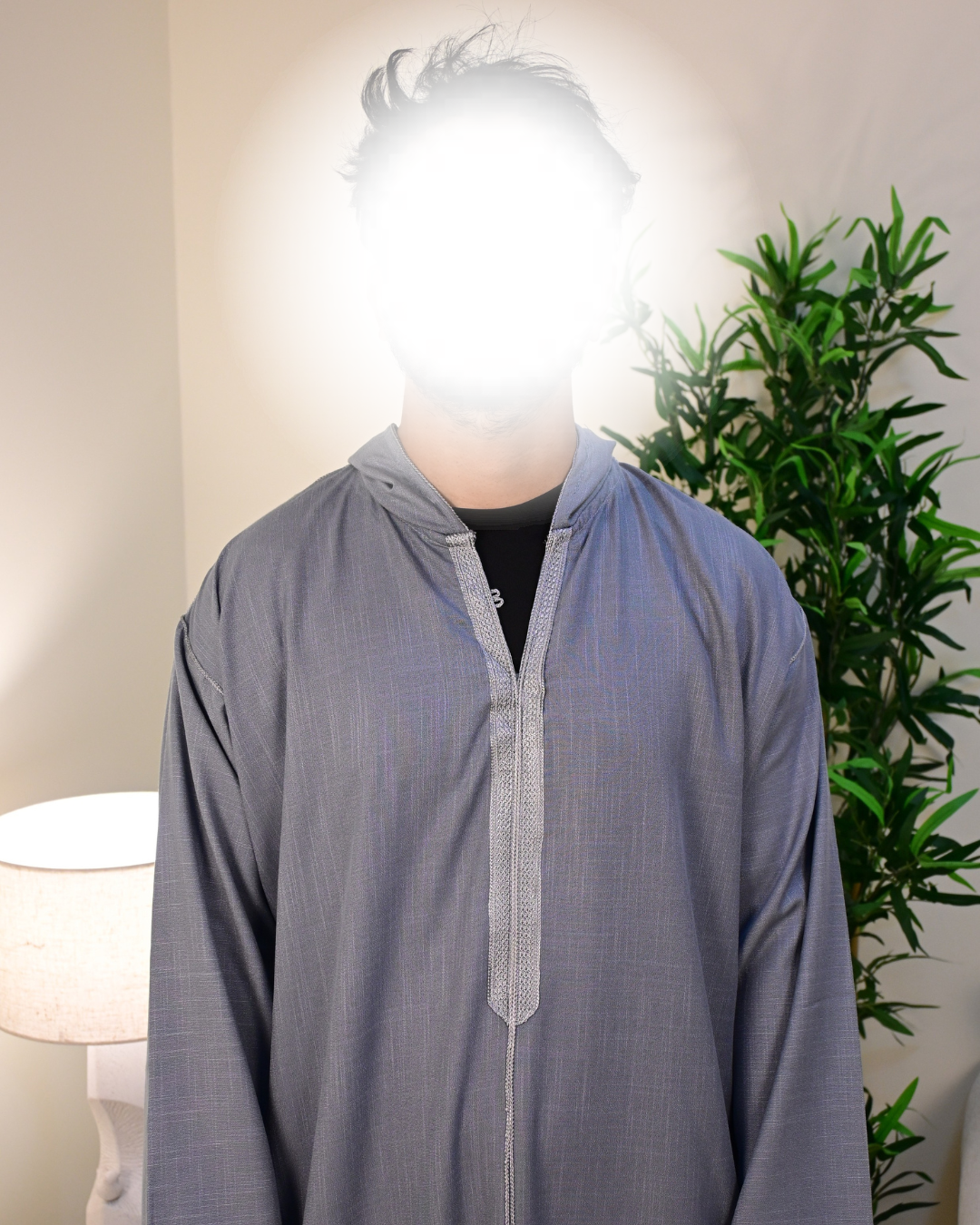 Light Grey Hooded Moroccan Thobe