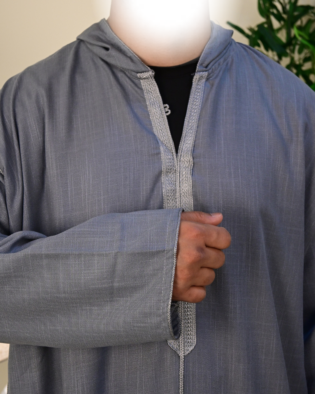 Light Grey Hooded Moroccan Thobe