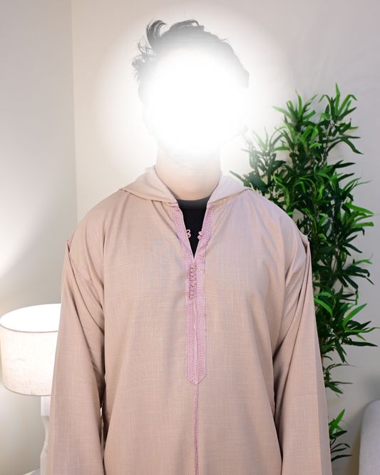 Beige Hooded Moroccan Thobe