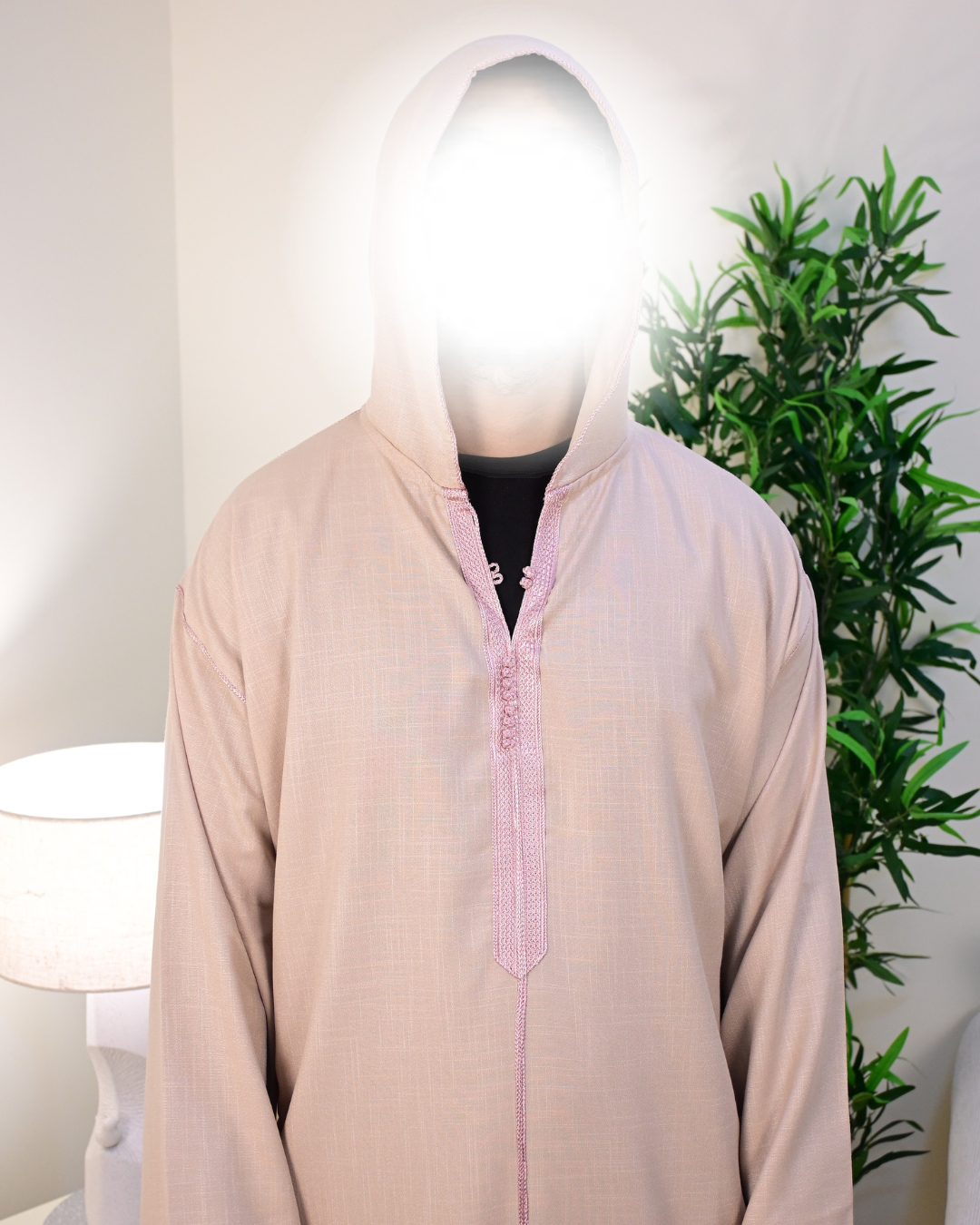 Beige Hooded Moroccan Thobe