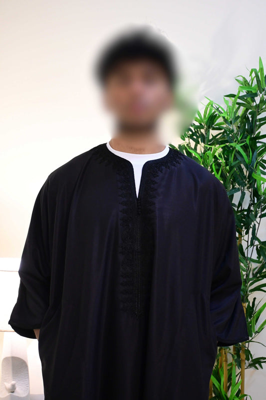 V5. Royal Black Moroccan Thobe