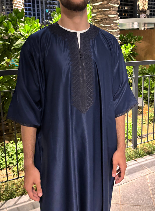 V2. Navy Blue Moroccan Thobe