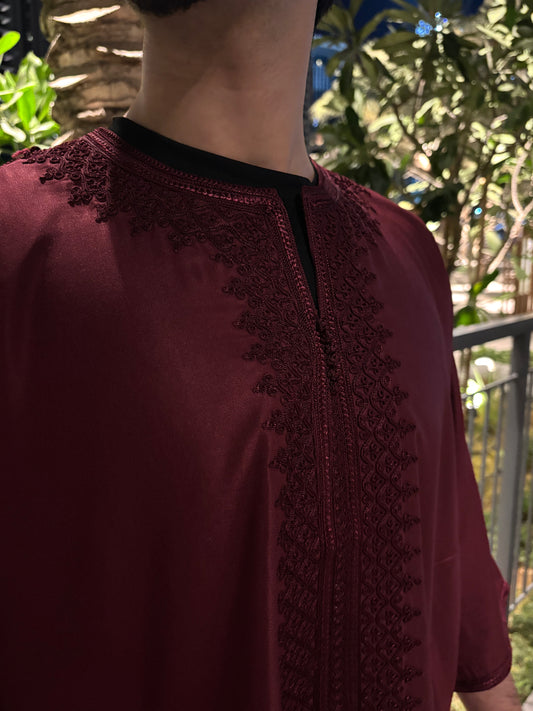 V2. Maroon Moroccan Thobe
